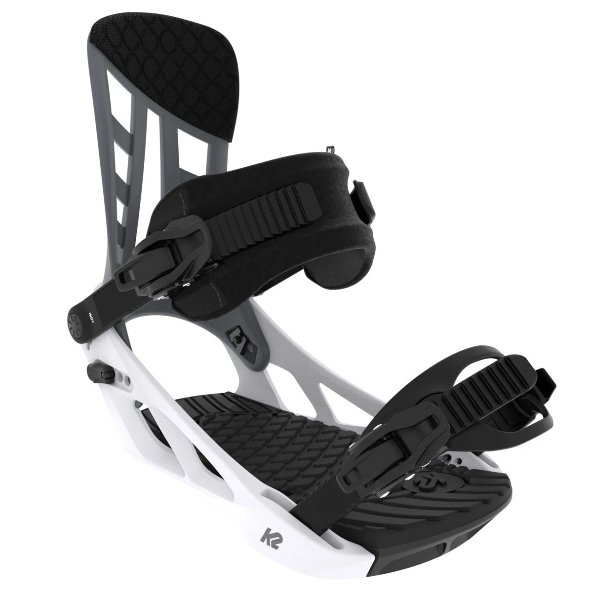 K2 Indy 2024 Snowboard Bindings - Grey/White - Image 2