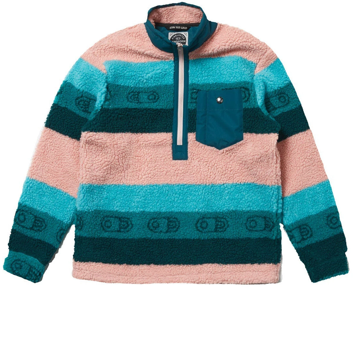 Airblaster Womens Sherpa Half Zip Snowboard Jacket - Ocean Blush Stripe