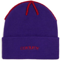 Corduroy Inside Out Beanie - Purple