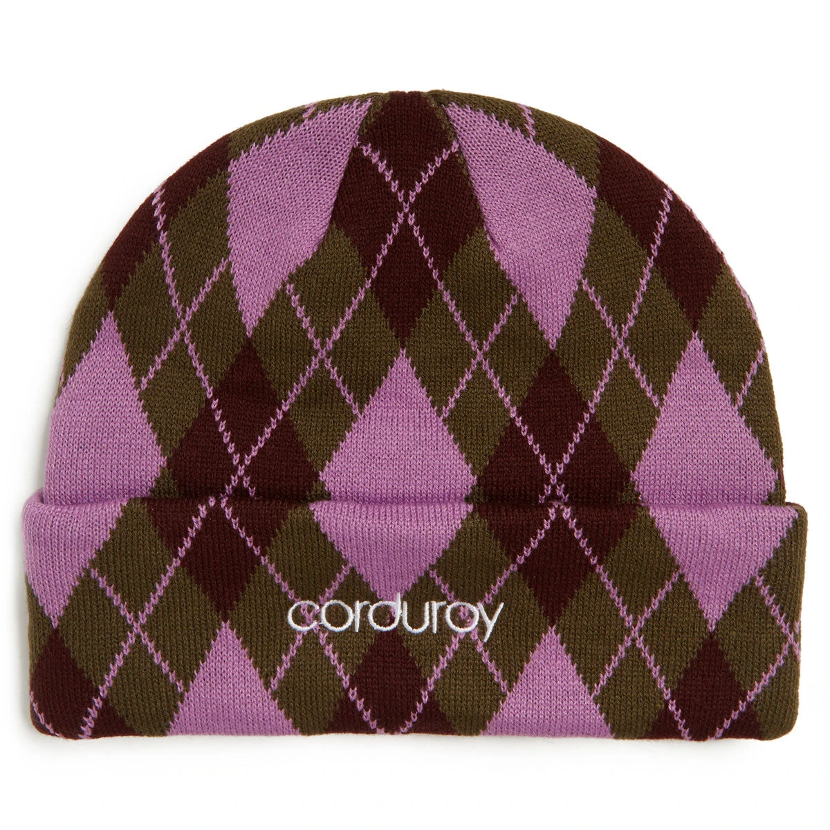 Corduroy Argyle Beanie - Army