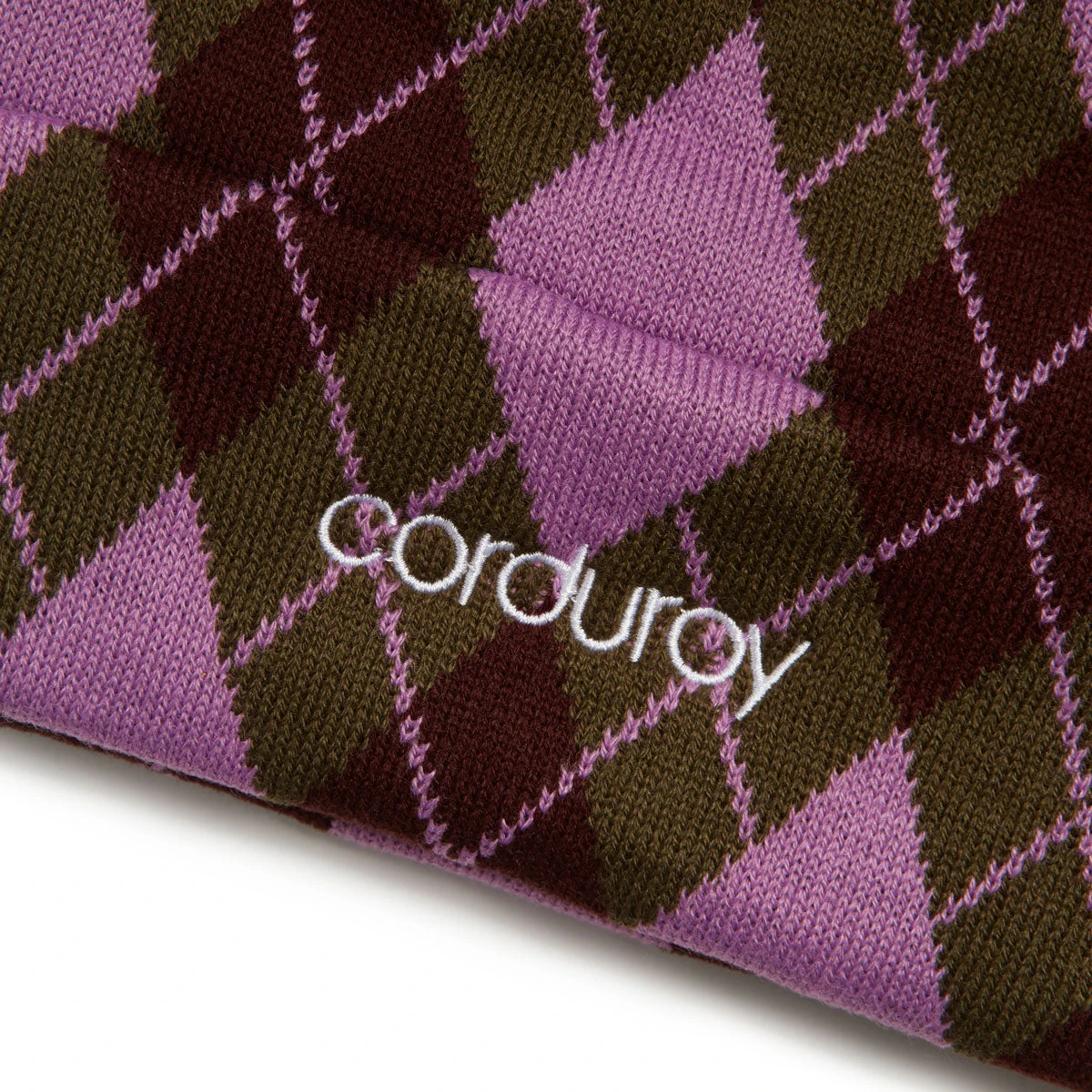 Corduroy Argyle Beanie - Army - Image 3