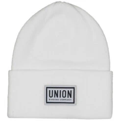 Union High Cuff Logo Beanie - White